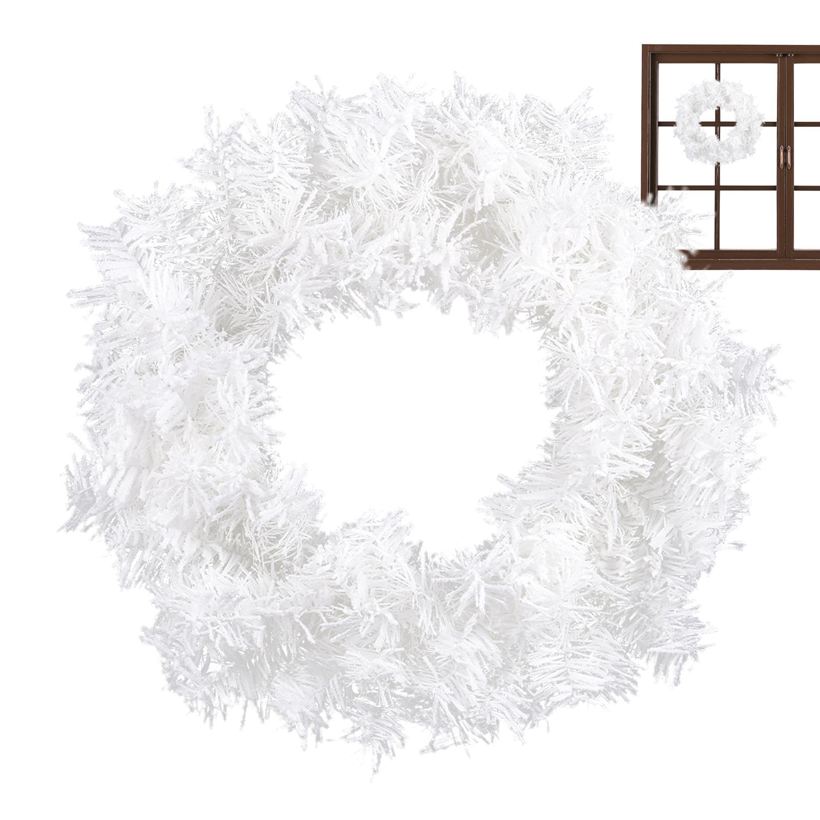 Couronne de Noël artificielle de 40,6 cm blanche pour raviver la magie de l'hiver