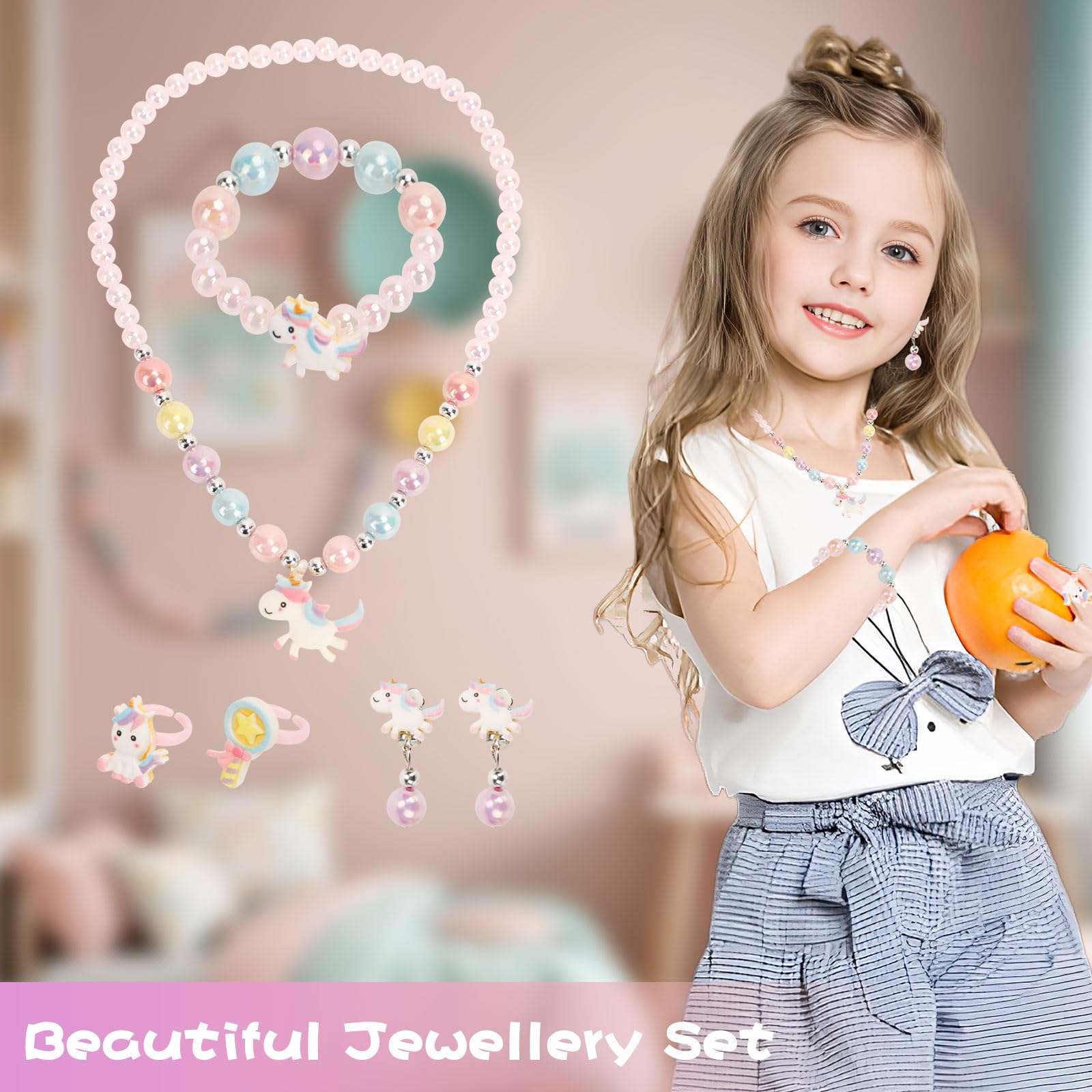 Boîte à Bijoux Musicale, Boîte à Musique Fille Danseuse Ballerine, Organisateur à Bijoux Miroir avec Licorne Collier Bracelet Bague Boucles d'oreilles Cadeau Anniversaire Enfant 3-10 ans 18*11.3*9.8cm