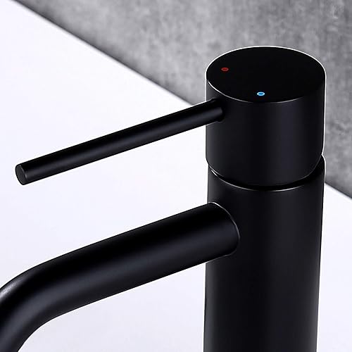 Miniatura 3 de JXMMP Grifo de baño de latón cepillado, grifo de lavabo de baño de latón de una sola manija de acero inoxidable, 1 orificio con montaje de drenaje