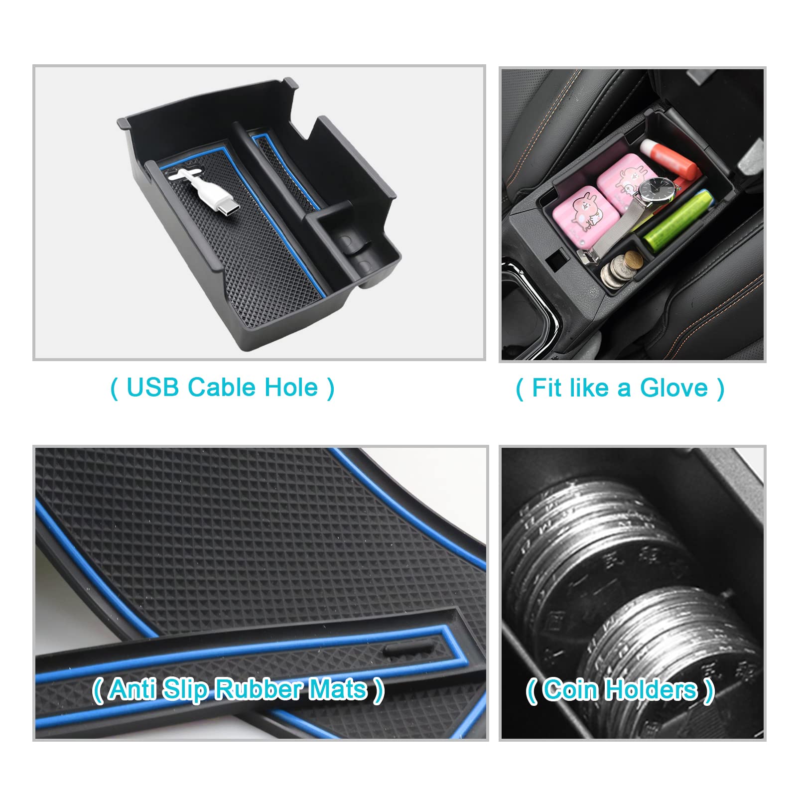 CDEFG Compatibile con Alfa Romeo Tonale 2022 2023 2024 2025, Vano Portaoggetti da Bracciolo Scatola di Controllo Centrale Scatola di Organizer per Auto Tonale Hybrid PHEV Accessori (Blu)
