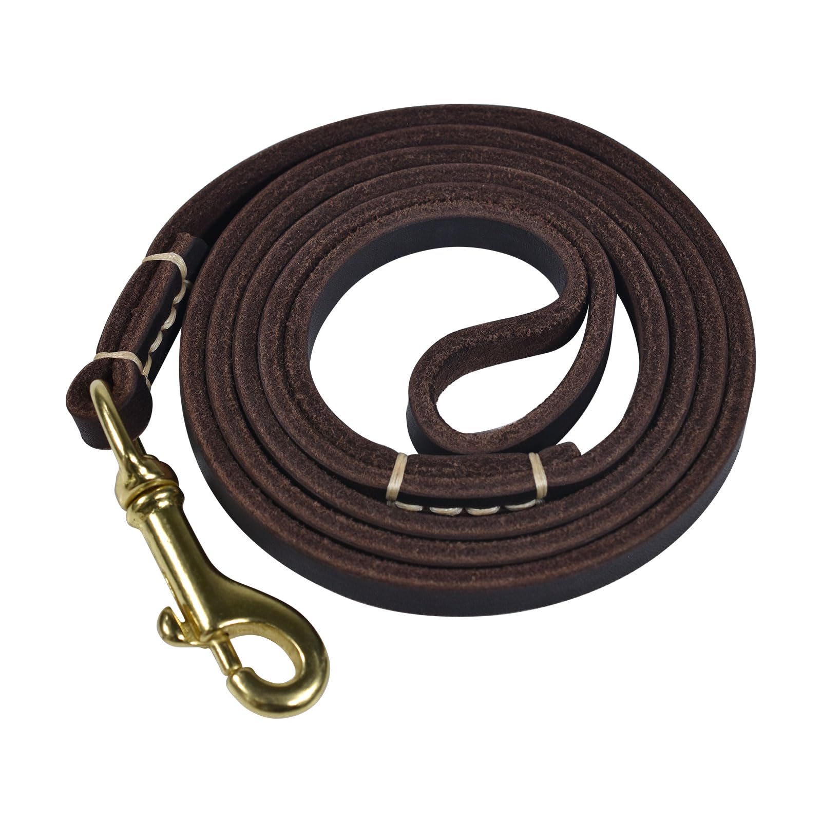 Reopet 4 Feet / 5 Feet / 6 Feet Genuine Leather Small & Medium Dog Leash,Real Leather - (3/8" X 4', Brown)