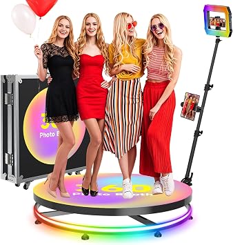360 Photo Booth Machine 31.5 for 3-5 People, Square Fill Light Lasts 46H, APP Remote Control 80cm 360 Photo Booth Automatic Rotating 360 Spin Camera Video for 3-5 People (31.6)
