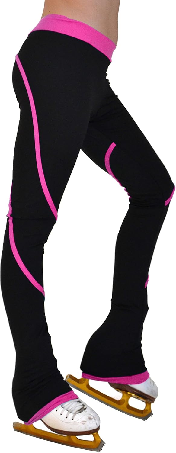 ChloeNoel Figure Skating Heavy Poly Spandex Pipings Swirl Skate Pants P76
