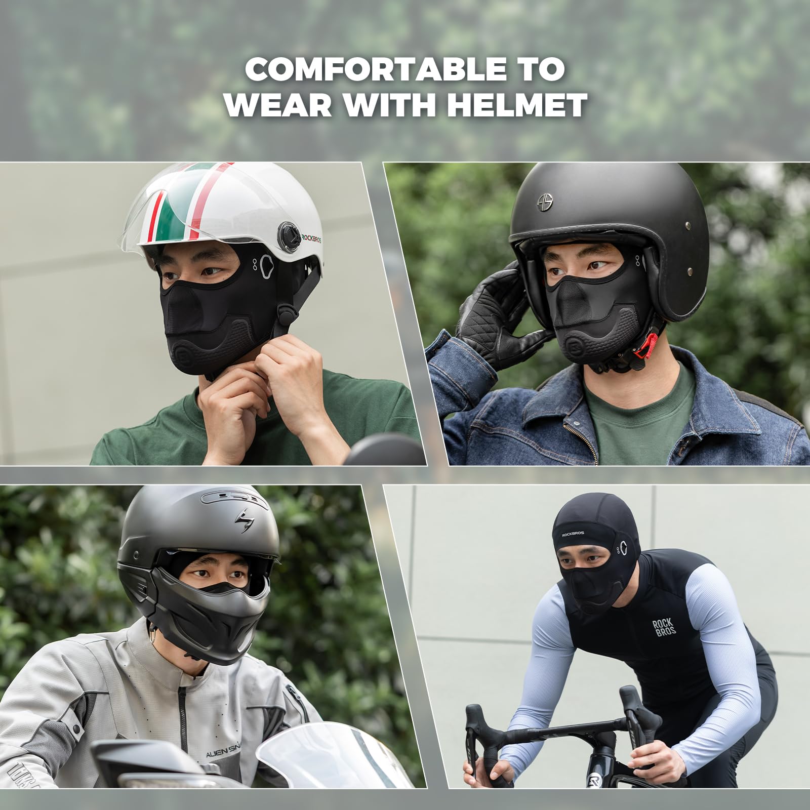 ROCKBROS Pasamontañas Verano para Hombre, Máscara Facial Moto Bajo Casco Protector Transpirable Cubre Cabeza Protección Solar Multifunción para Ciclismo Senderismo Exrterior