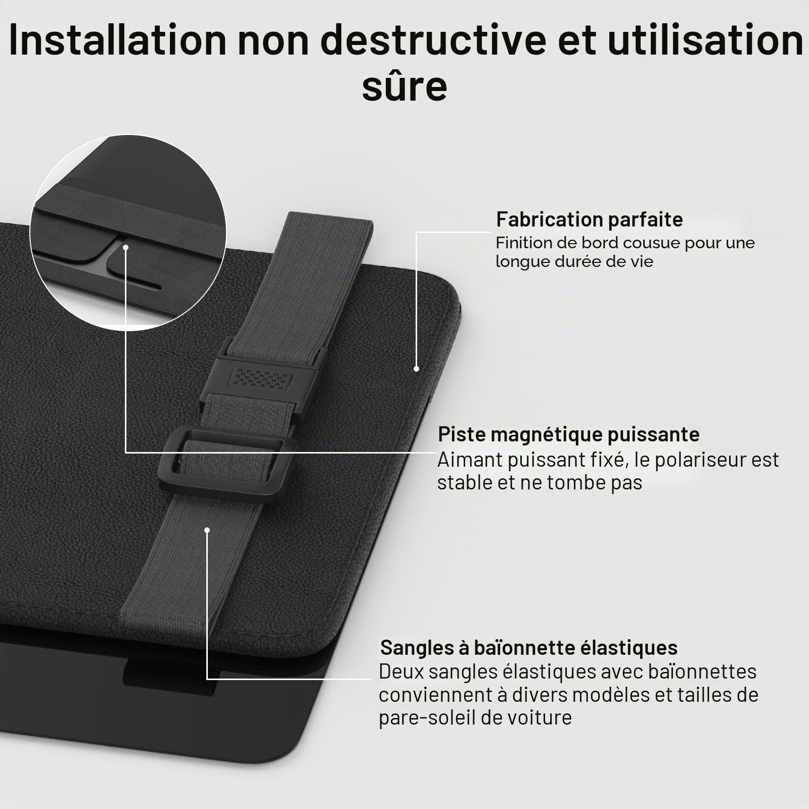 Rallonge Pare Soleil Voiture, Réglable Extension Pare-Soleil Accessoire Voiture Interieur Pare Brise Avant, Anti-éblouissement, Protection UV et Solaire pour Siège Conducteur ou Passager Avant, Noir