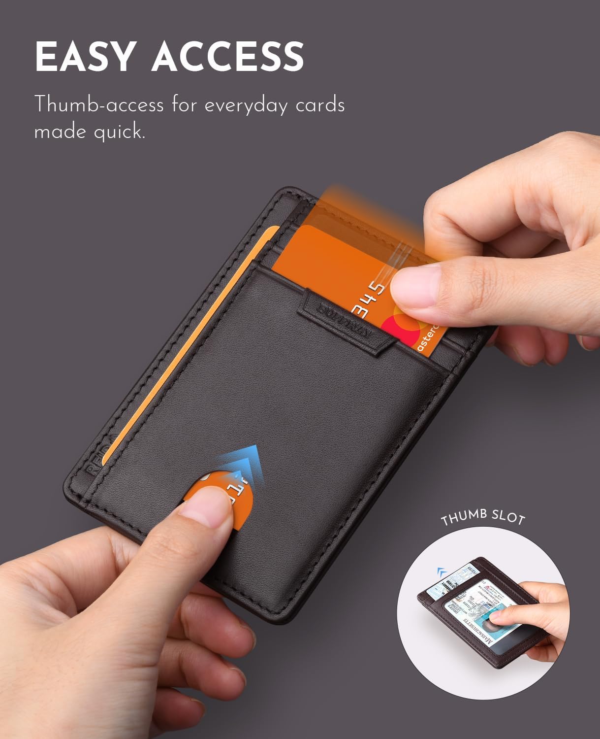 Buffway Slim Wallet for Men Women Minimalist Small Leather Front Pocket Wallets with RFID Blocking and Gifts Box - Bassa Chocolate - Image 5