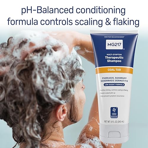 Miniatura 5 de MG217 Champú para la psoriasis con alquitrán de hulla, tratamiento terapéutico del cuero cabelludo, controla la picazón, descamación, acumulación de