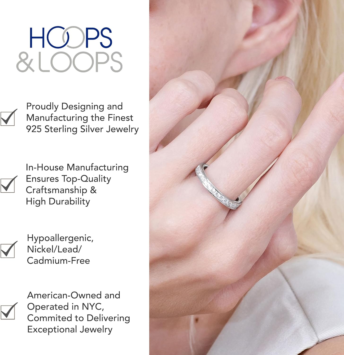 Hoops & Loops 2mm 925 Sterling Silver Wedding Band Round Cubic Zirconia Channel Set Full Eternity Stackable Engagement Anniversary Ring for Women Size 5-10