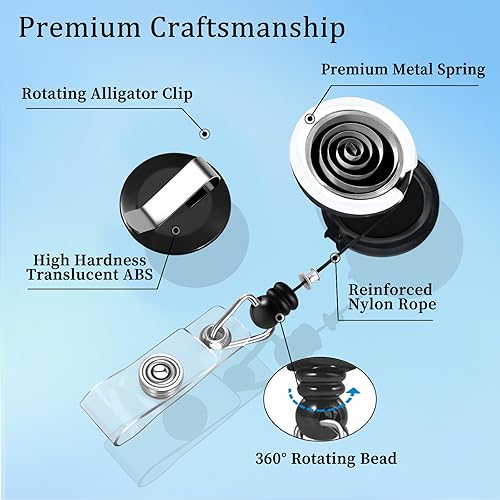 Miniatura 2 de 15 carretes de insignia con clip de metal para cinturón, carrete retráctil para colgar etiquetas de nombre, tarjetas de identificación, tarjetas de