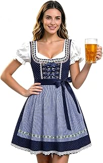 Women's Dirndl Dress Oktoberfest Costume Bavarian Maid Dress German Costume | Women's Bavarian Oktoberfest Maid Dress Square Neck Puff Sleeves 95% Polyester 5% Spandex Costume