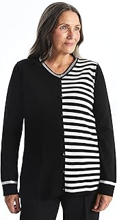 بلوزة طويلة صوف منسوج من ال سي وايكيكي - رقبة دائرية وأكمام طويلة بنمط مخطط للنساء