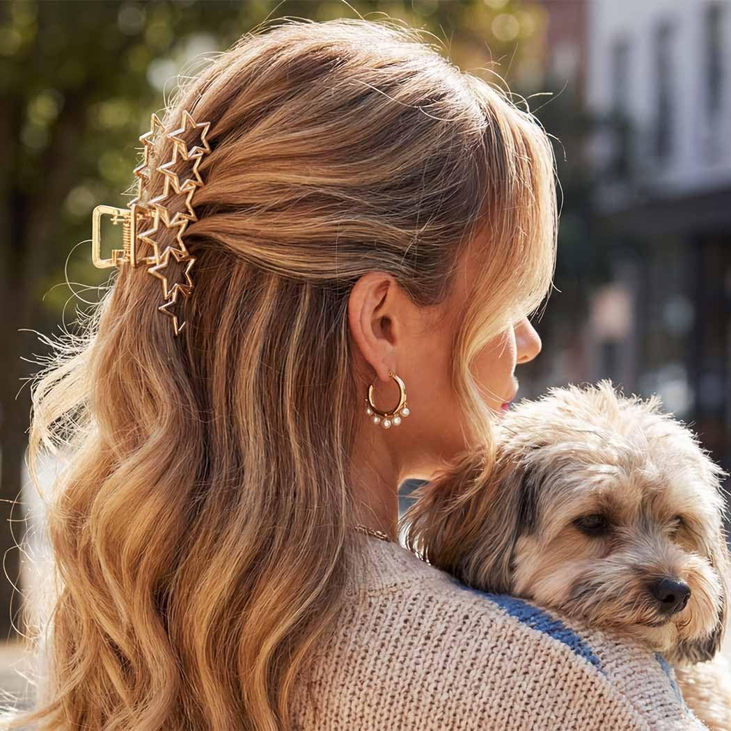 BARTOSI Star Claw Clips Gold Metal Hair Clips Large Hair Jaw Clamps Fashion Hair Accessories for Women and Girls (Pack of 2) - Image 6