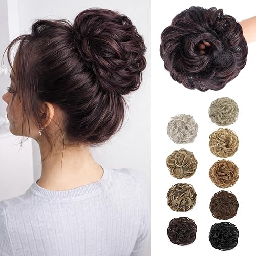 Vista 27 de MORICA Extensión de pelo sintético en forma de moño rizado y ondulado para mujeres (85H6A)