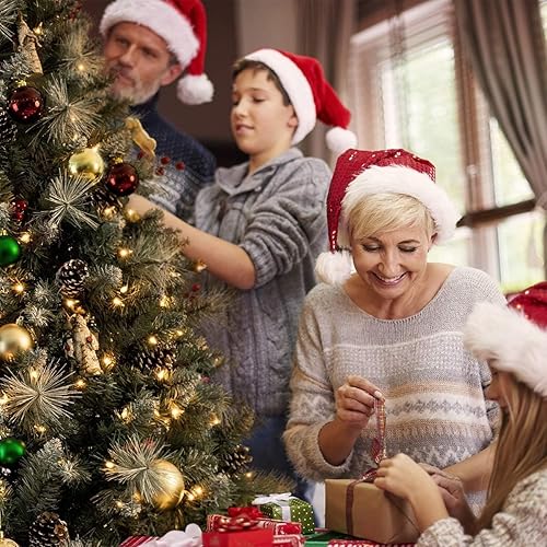 Miniatura 7 de OasisCraft Árbol de Navidad flocado de nieve de 9 pies, se siente real, 700 luces cálidas preiluminadas con conos de pino, bayas rojas y 2,000