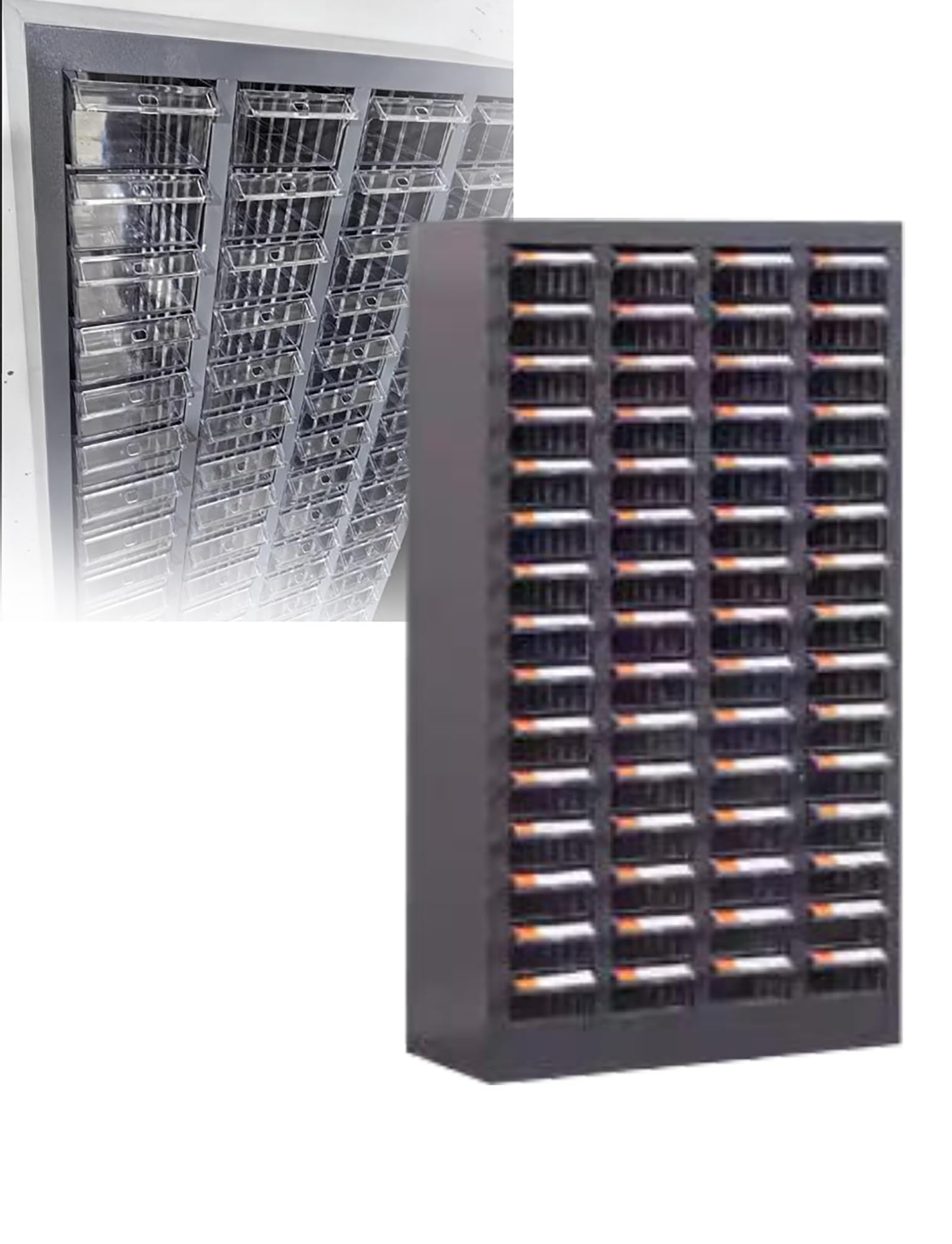 Armario organizador de hardware con cajones etiquetados para un almacenamiento eficiente en proyectos de garaje y pasatiempos