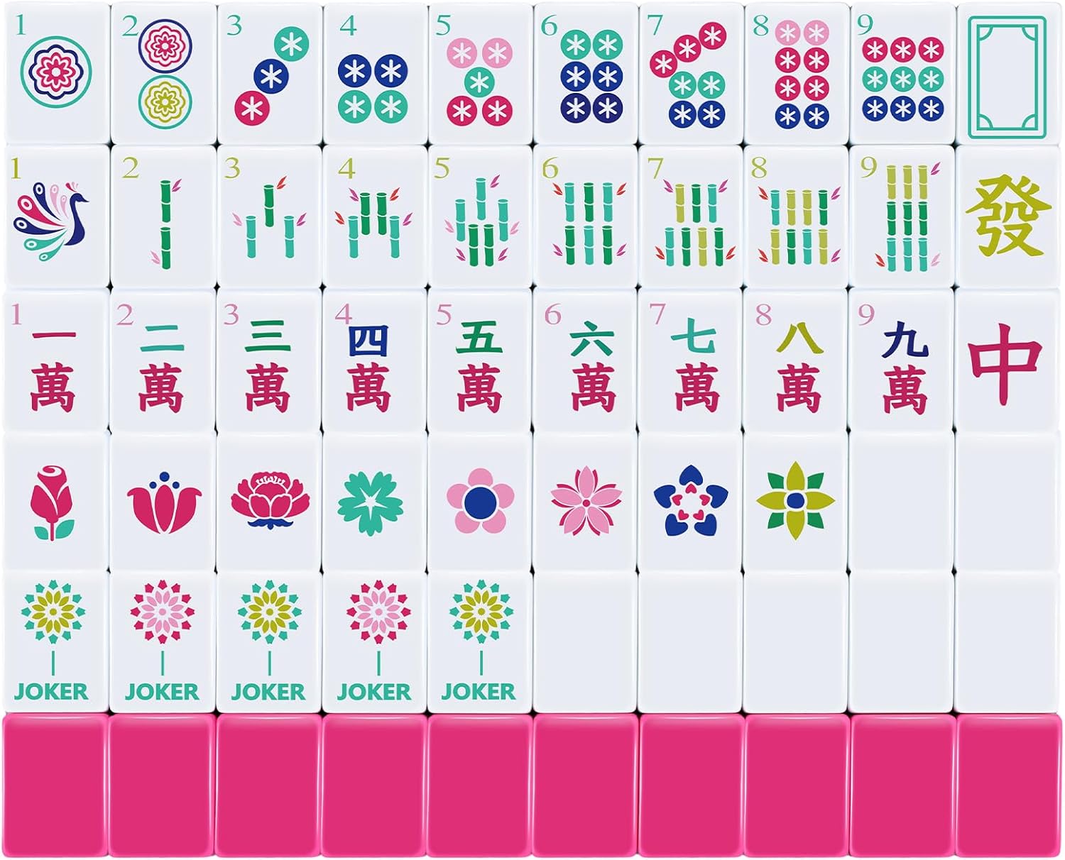 American Mahjong Set Only with 160 Mahjong Tiles 1.2-inch American Mah Jong Set Hand Carved Pattern for Adult Social Party, Mah Jong Lovers Gift