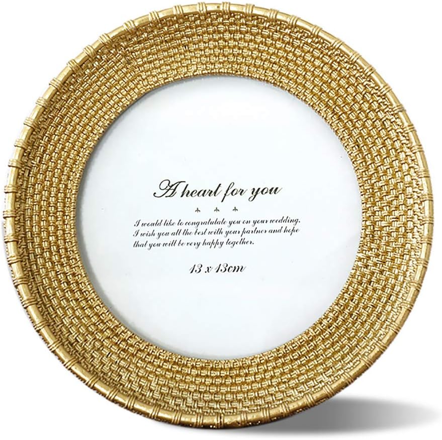 YONGYAN Round 5x5 Inch Picture Frame Creative Women Photo Frame Home Decoration for Table Display (Gold)
