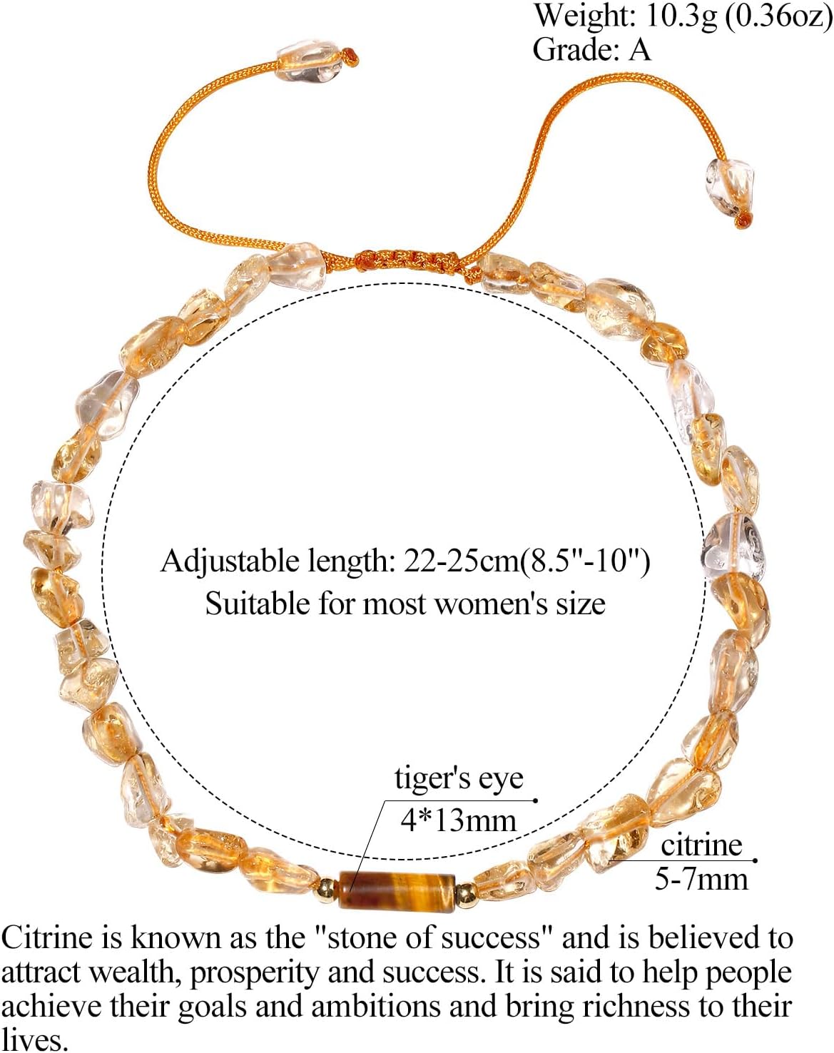 Jewever Citrine/Tigers Eye Beaded Anklet Crystal Irregular Beads Ankle Bracelets for Women Wealth Prosperity Balance Yoga Foot Jewelry Spiritual Gifts (8.5"-10") - Image 3