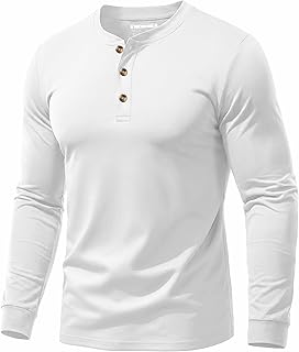 EKLENTSON Men's Henley Shirts Long Sleeve Cotton Lightweight Pullover Shirt Casual Fashion Button T-Shirt