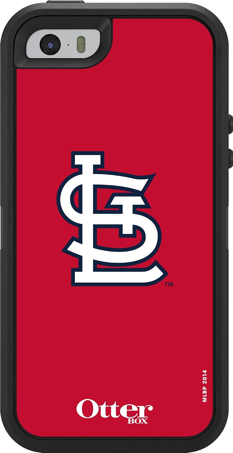 OTTERBOX DEFENDER SERIES Case for iPhone SE (1st gen - 2016) and iPhone 5/5s - Retail Packaging - MLB CARDINALS (BLACK/MLB ST LOUIS CARDINALS)