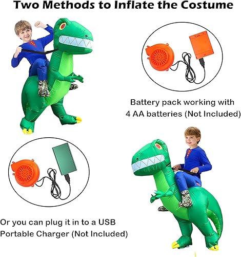 Miniatura 6 de Disfraz inflable de dinosaurio para niños, disfraz inflable de dinosaurio para niños, divertido disfraz inflable de Halloween para niños y niñas, de
