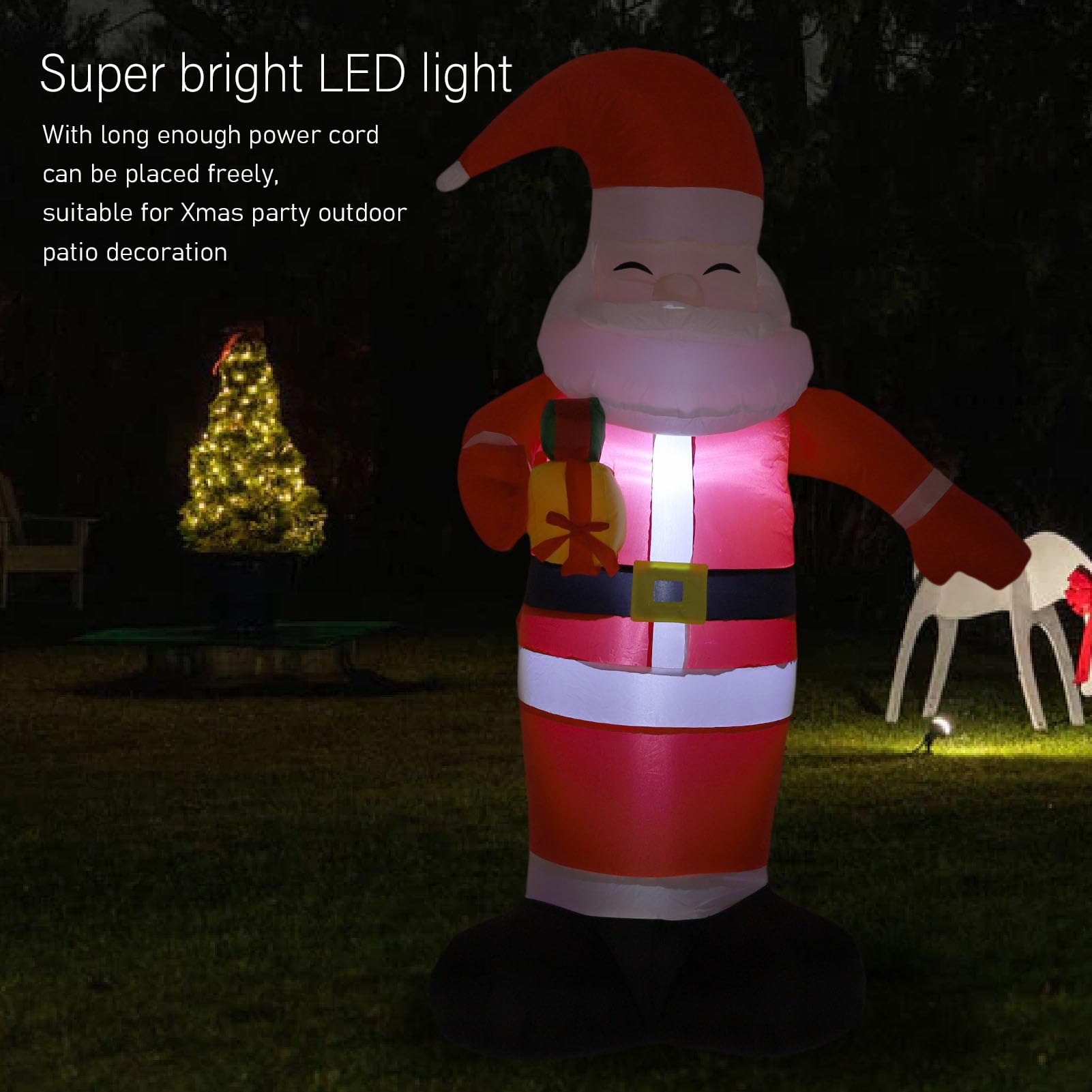 4,9 Pieds Père Gonflable Noël Noël Santa Claus en Plein Air Décoration (Plug UE 220-240V)