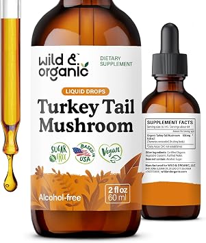 Wild & Organic USDA Organic Turkey Tail Tincture - Immune Support - 2 fl oz