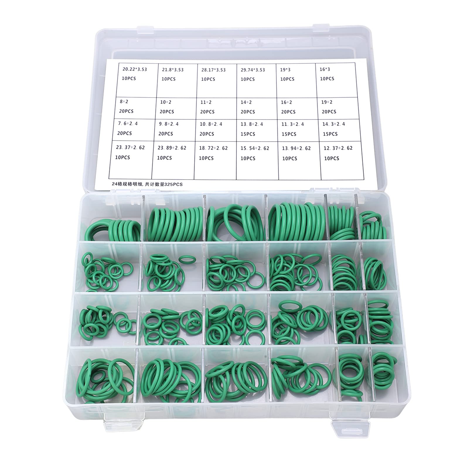 Juego de anillos de sellado universales para aire acondicionado automotriz, 345 piezas, kit surtido de juntas tóricas de goma antipolvo para mantenimiento de aire