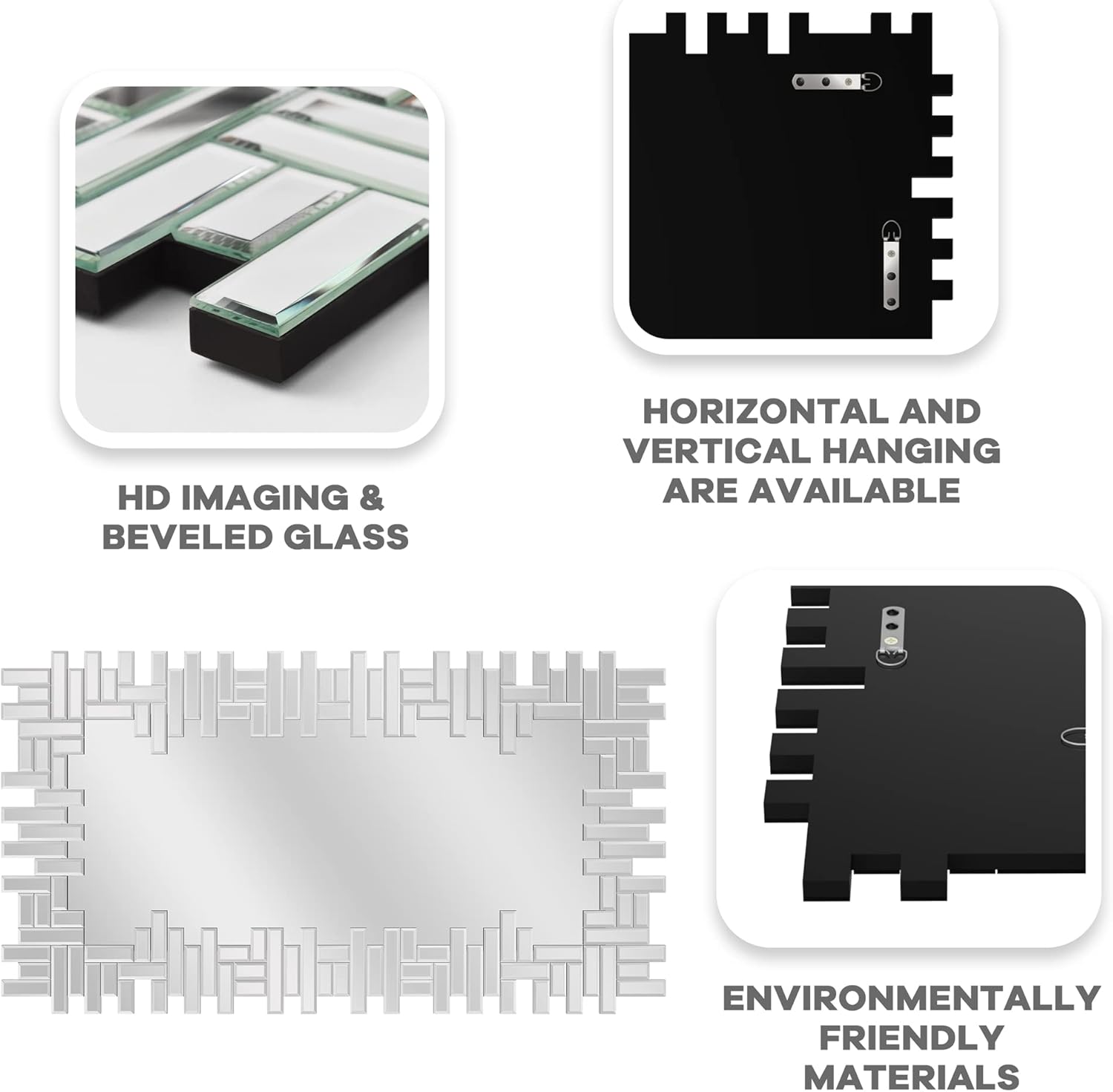 KOHROS Venetian Wall Mirror Decorative 40 x 28 Rectangular Frameless Beveled Edge Mirror for Entryway Bathroom Living Room Bedroom Home Decor Vertical or Horizontal Hanging KOHROS Venetian Wall Mirror Decorative 40 x 28 Rectangular Frameless Beveled Edge Mirror for Entryway Bathroom Living Room Bedroom Home Decor Vertical or Horizontal Hanging