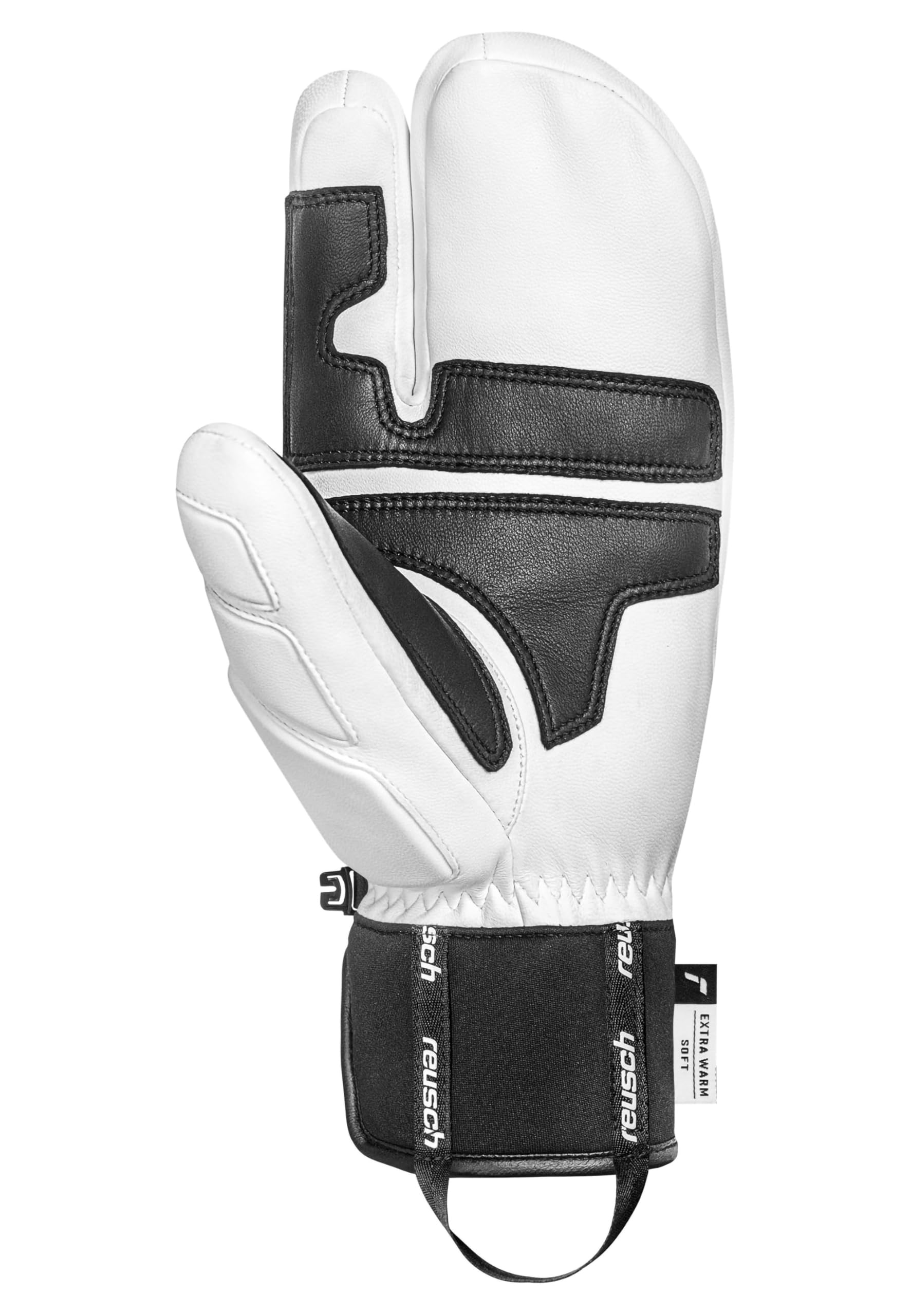 Reusch World Champ Lobster 3-Fingerhandschuhe Unisex Skihandschuhe – R-LOFT Isolation, Schafsleder, Knöchel- & Fingerpolsterung, Wasserdicht, Warm, Robust – Damen & Herren Wintersport
