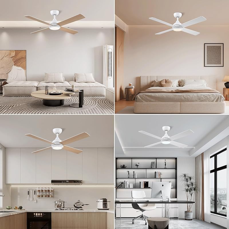 CJOY 122 cm fehér mennyezeti ventilátor távirányítóval, LED világítás, 6 fokozat, halványítható - White
