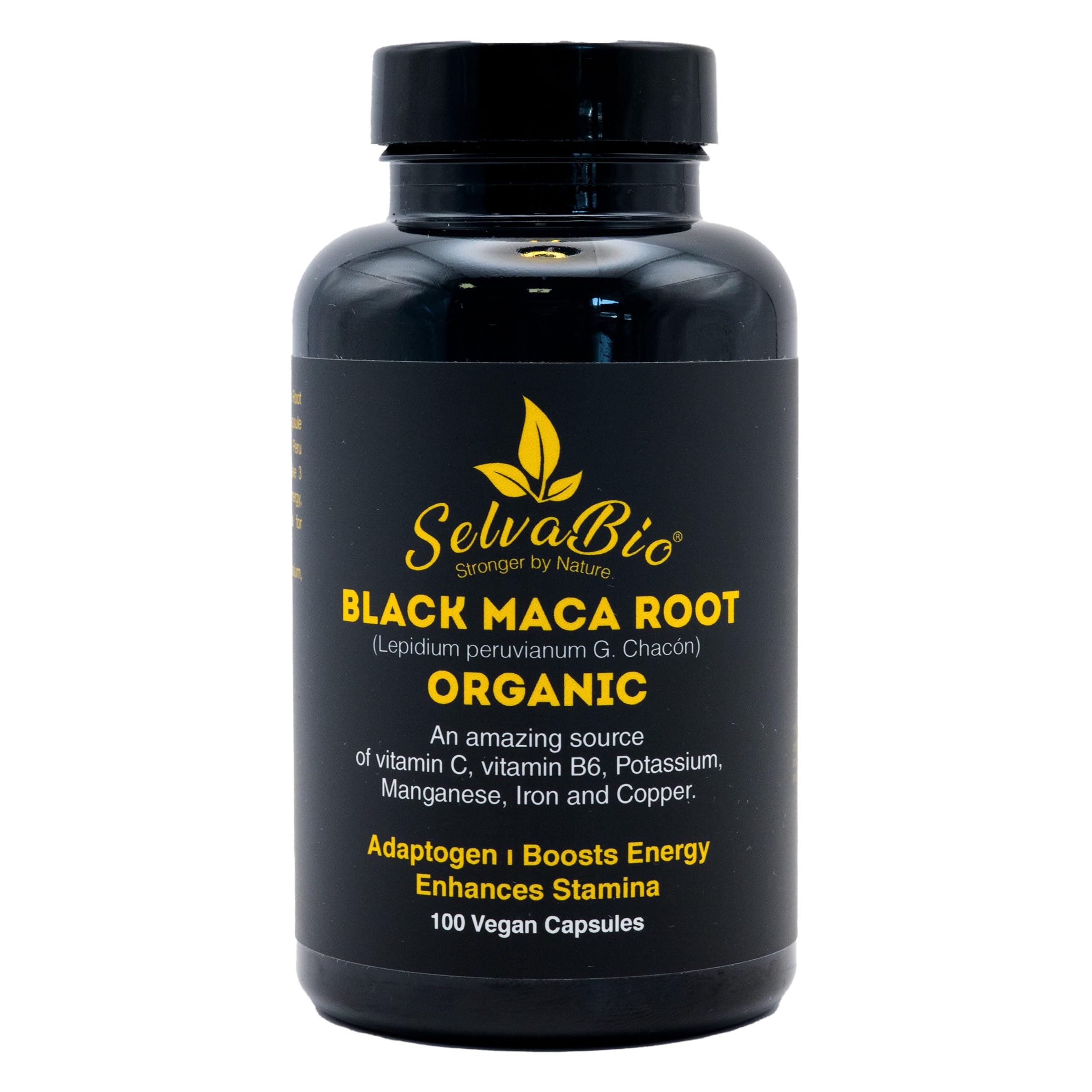 – Organic Black Maca Root Capsules 750 mg -100 Vegan Certified Capsules