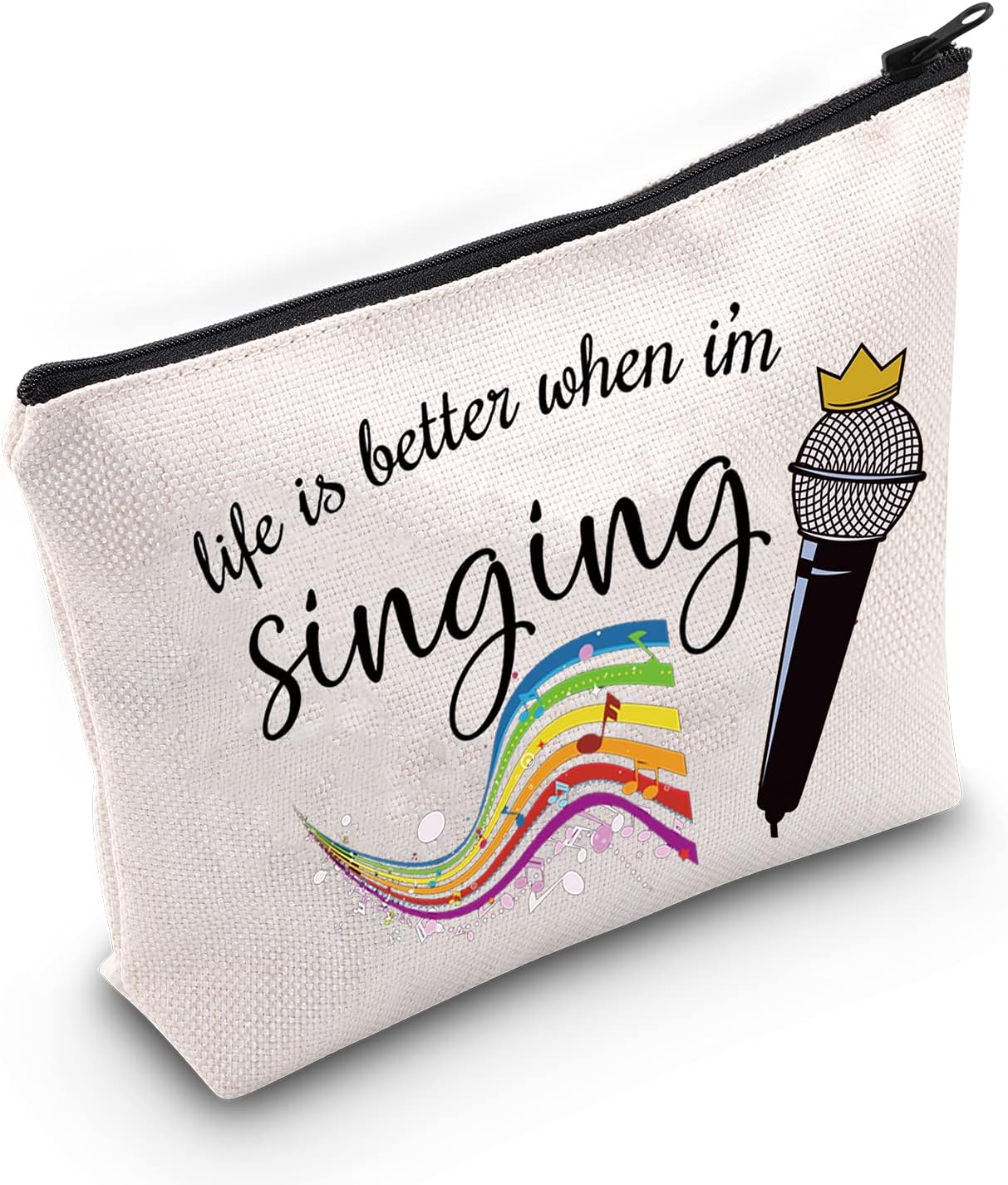 Singing Cosmetic Make Up Bag Music Lover Gift Life Is Better When I'm Singing Makeup Zipper Pouch For Women Girls