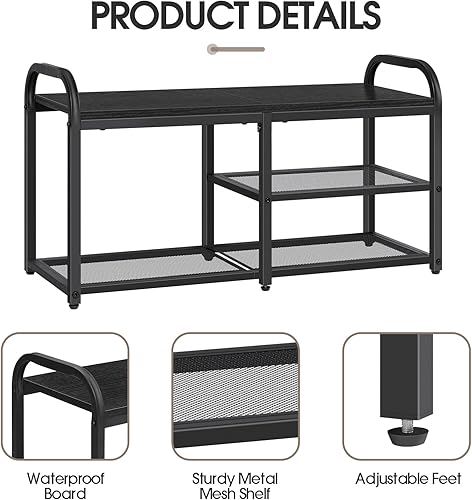 Miniatura 3 de NOVIMANGO Banco de entrada, zapatero de pie, zapatero estrecho para entrada, organizador de zapatos de 3 niveles con organizador de botas, zapatero