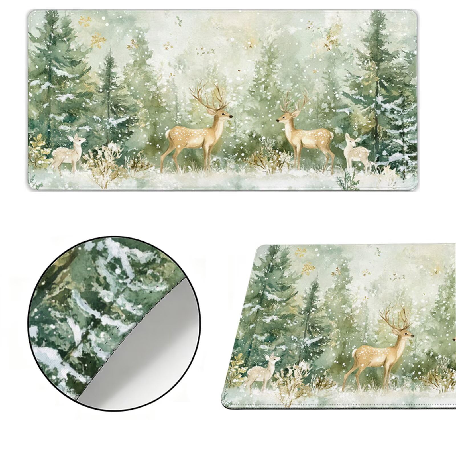 Podkładka pod mysz XXL 1200x400x3mm podkładka pod mysz zimowa podkładka pod mysz jeleń poprawia precyzję i szybkość, wodoodporne antypoślizgowe, szyte krawędzie, akcesoria do gier, komputer, prezent