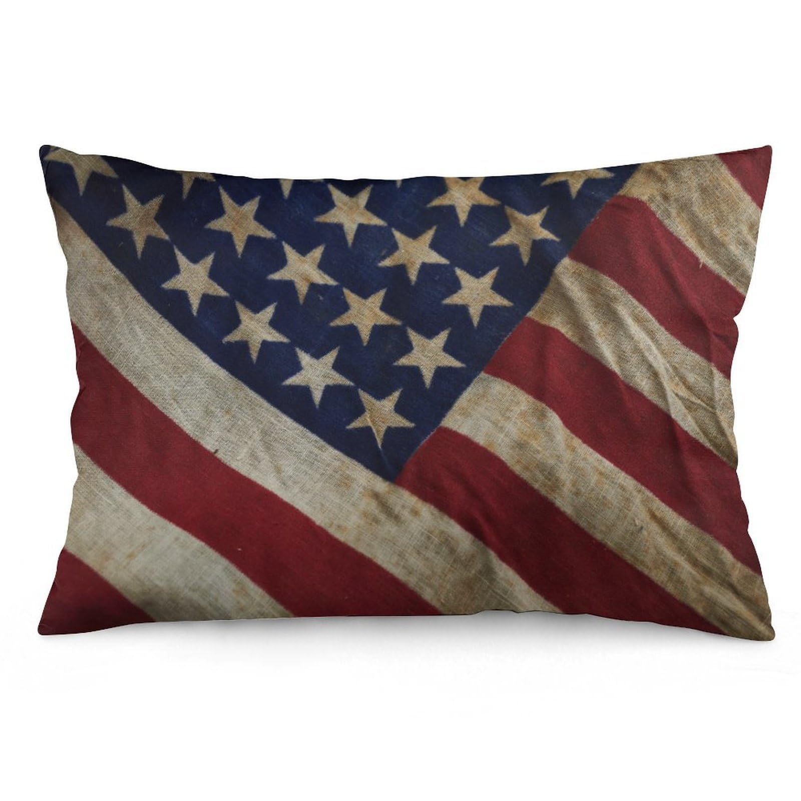 2 Pack Pillow Cases for Hair and Skin, Soft Breathable Pillow Case Covers with Hidden Zipper, American Flag Pillowcase 20"x30" Pillow Covers for Sleeping Gift