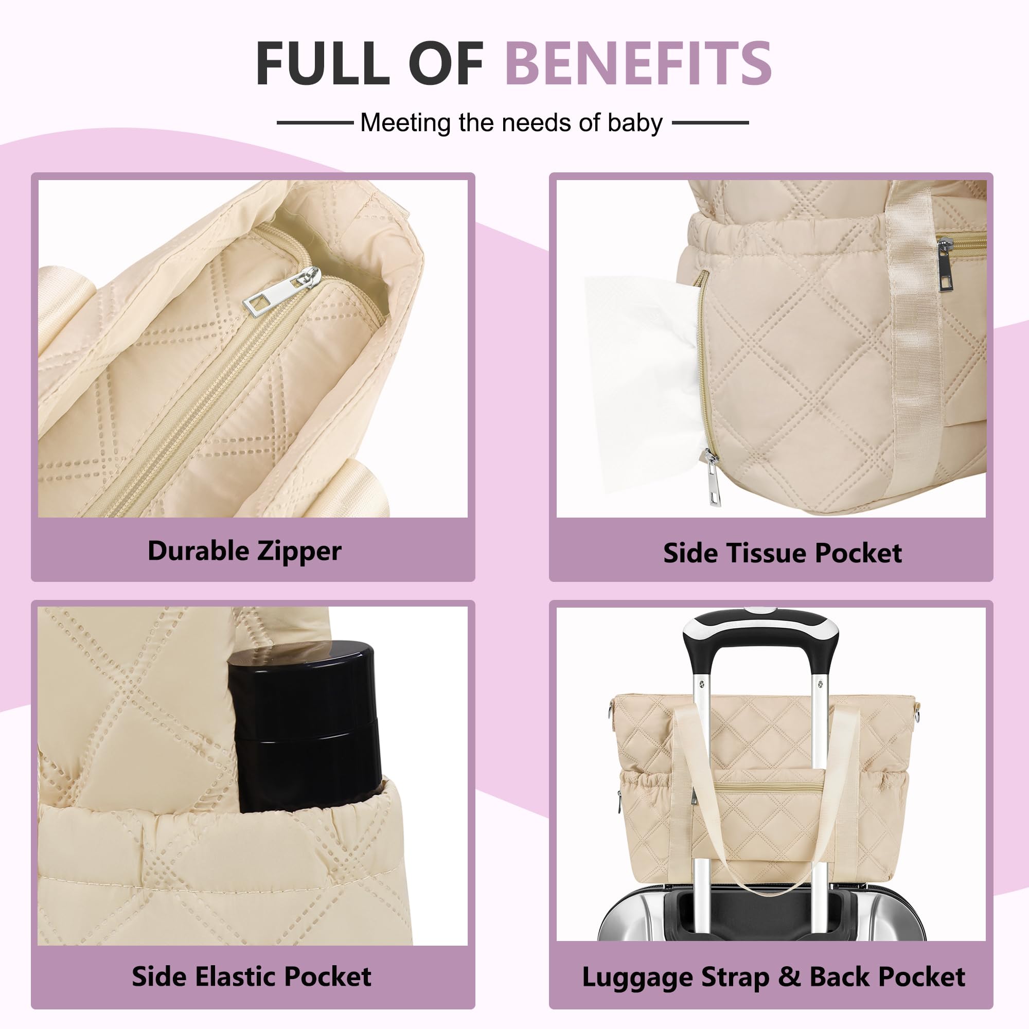 FCQQYWZ Bolso bandolera grande para pañales con cambiador, bolsa de almacenamiento para mamá