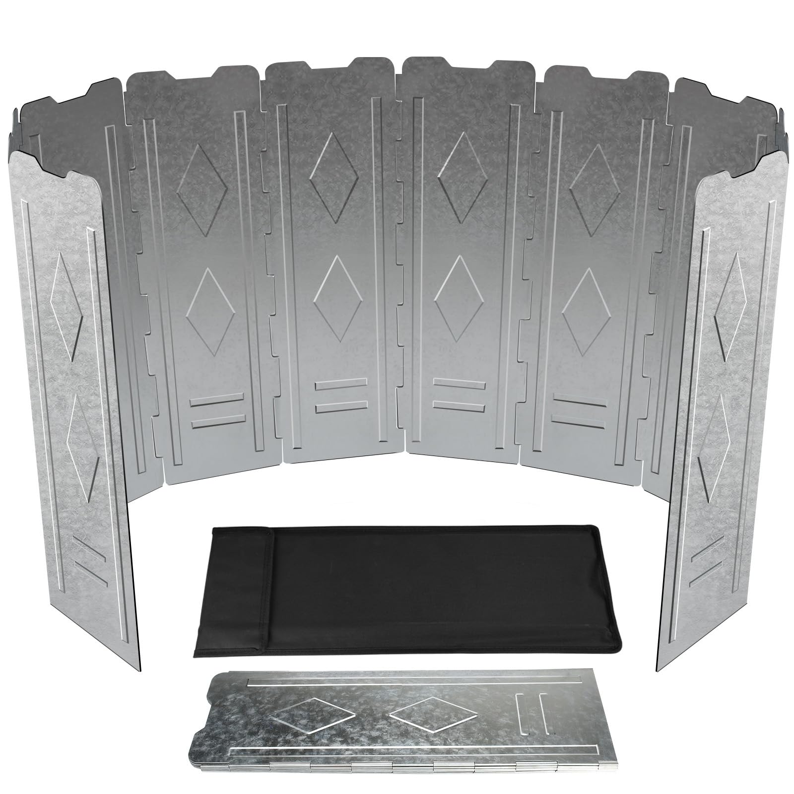 150cm Super gros, Pare-Vent Pliable de 10 Assiettes, Pare-Brise Pliable Extérieur Camping Poêle Vent Bouclier Plaque