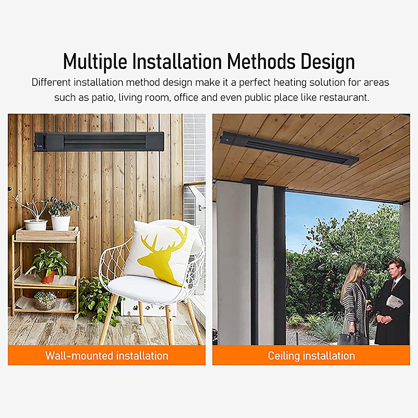 Riscaldatore da Terrazza Stufa a infrarossi Riscaldatore da giardino Riscaldatore elettrico a parete con riscaldamento rapido 3S con telecomando, Riscaldatori da esterno impermeabili IP65 Uso interno
