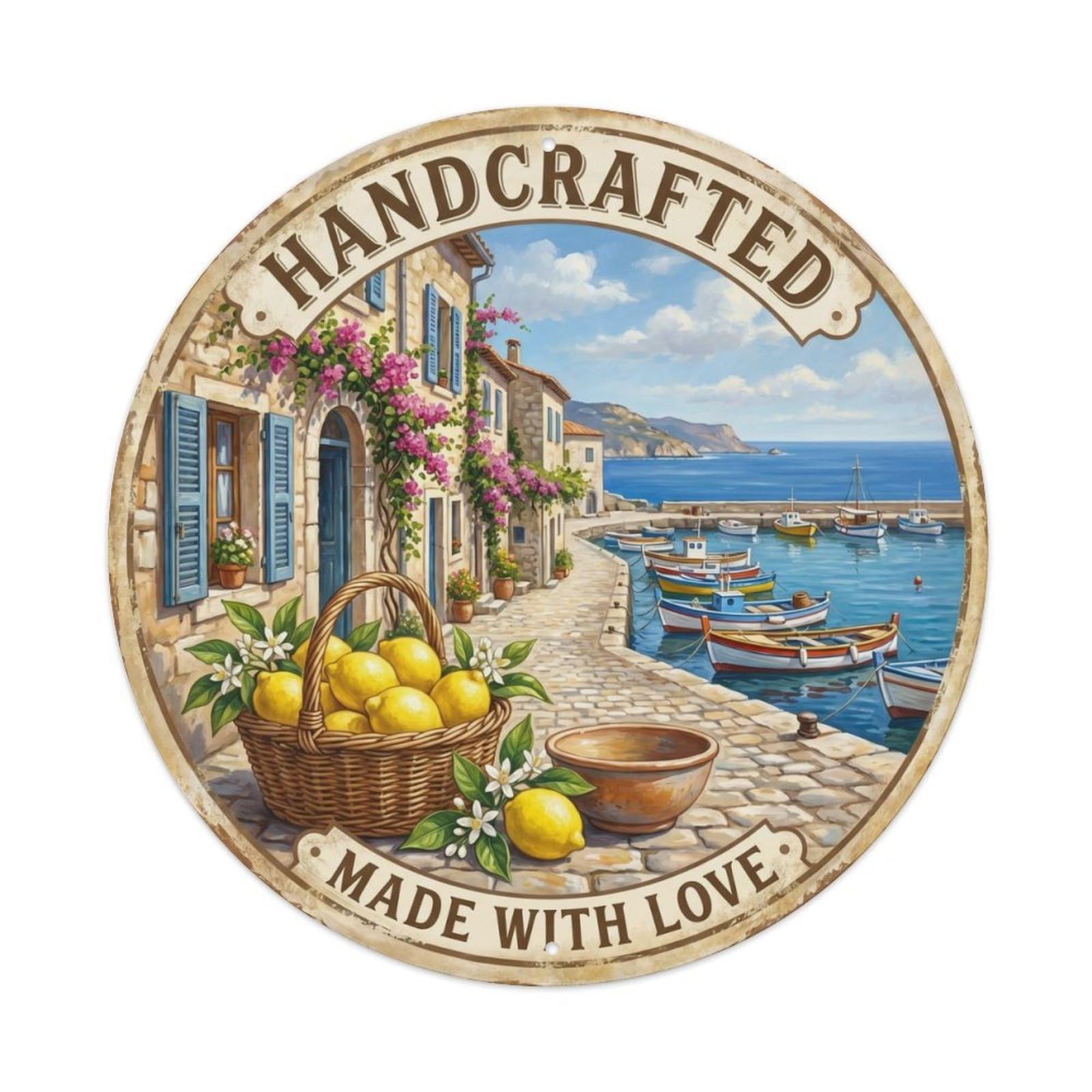 Artisan Limoncello Spirit 1 Vintage Metal Tin Sign Plaque Wall Decor for Cafe, Club, Garden Round Metal Poster 8x8Inch