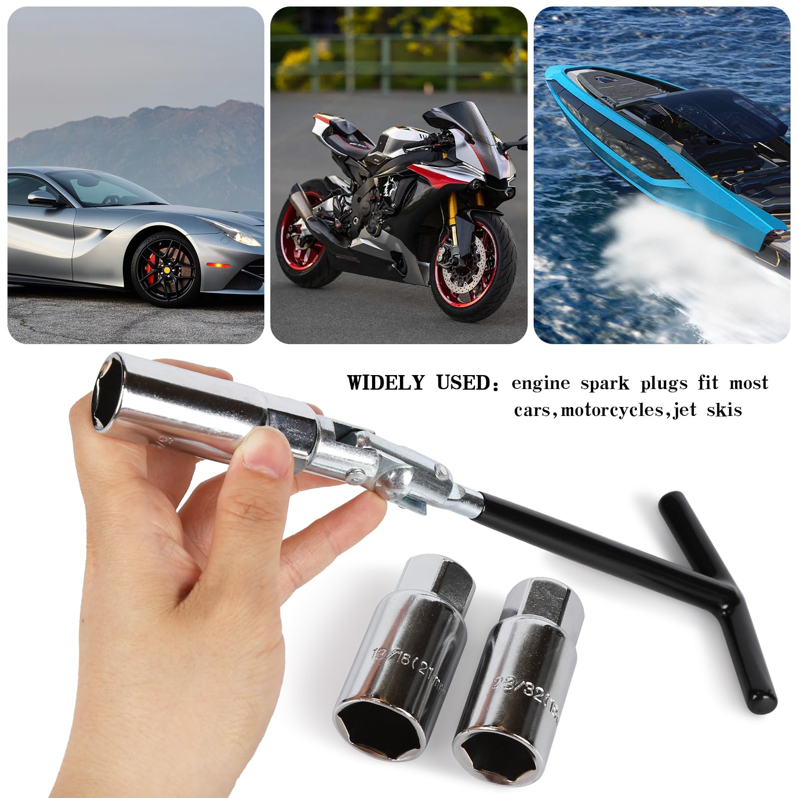 Chiave Candela, 16/18/21 mm Chiave Universale, Set Chiavi Inglesi, Set Chiavi per le Candele del l'auto, Kit Candele per Candele per Auto e Moto