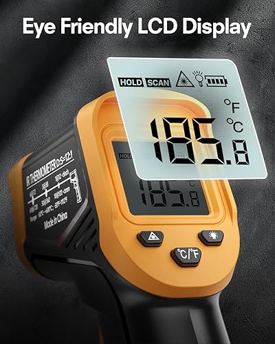 Miniatura 3 de Eventek Pistola de termómetro infrarrojo, -58F a 1112F pistola de temperatura termómetro láser, pistola de temperatura IR para cocinar, accesorios