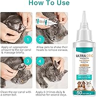 Vista 6 de Tratamiento de infecciones de oído de perro, solución de clēaner de oído de perro, el lavado de oídos para perros ayuda a eliminar la cera, el olor