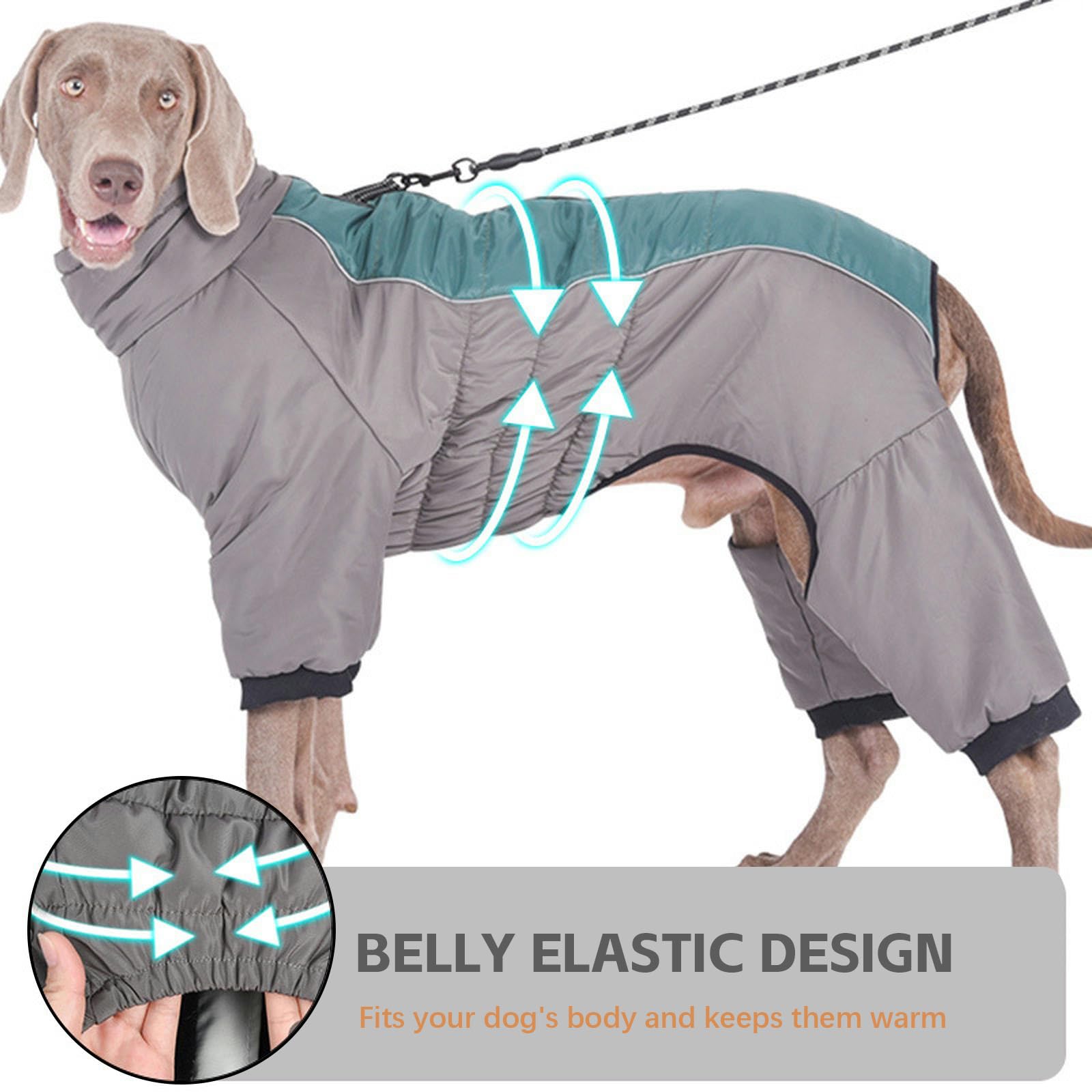 Abrigo de Cuerpo Completo para Perros Grandes, Chaqueta Impermeable de Invierno para Perros, Traje de Nieve cálido de Lana Incorporado, Abrigos para Perros, Ropa para Mascotas