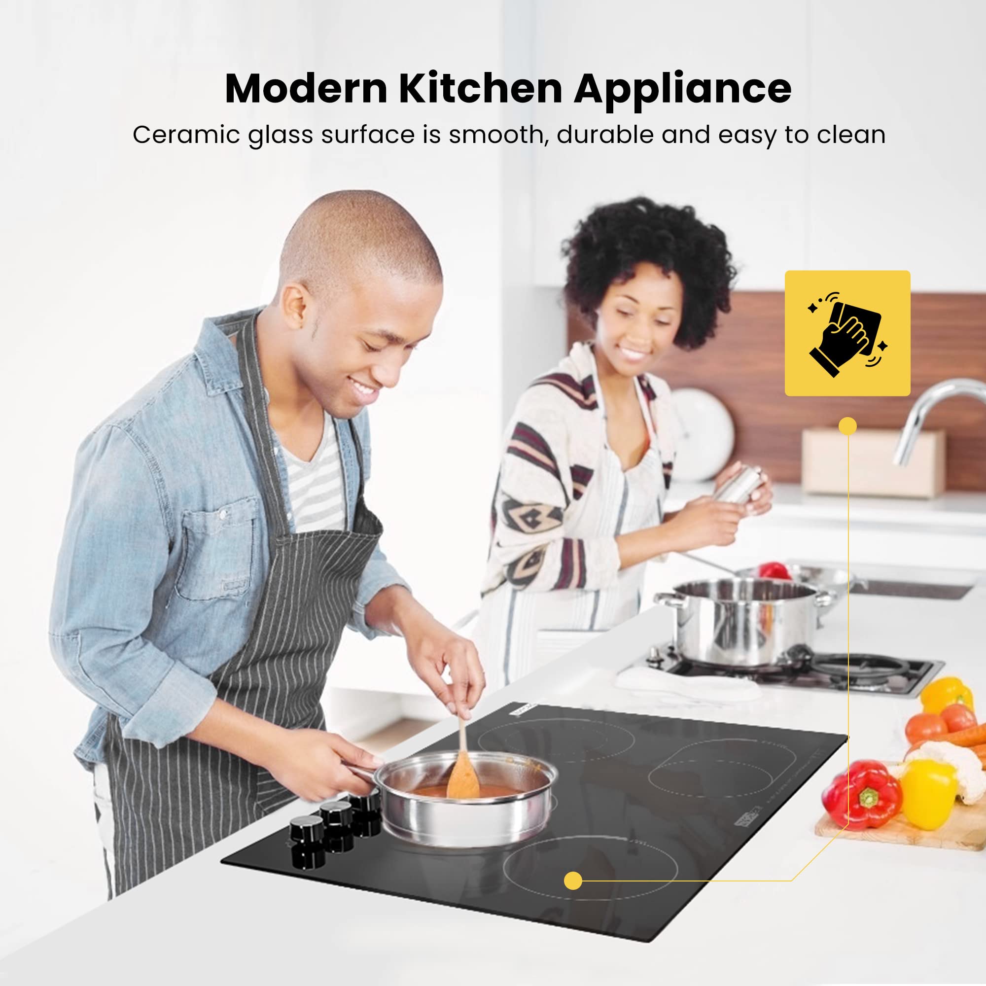 VIVOHOME 29 Inch 4 Burner 7400W Electric Radiant Cooktop