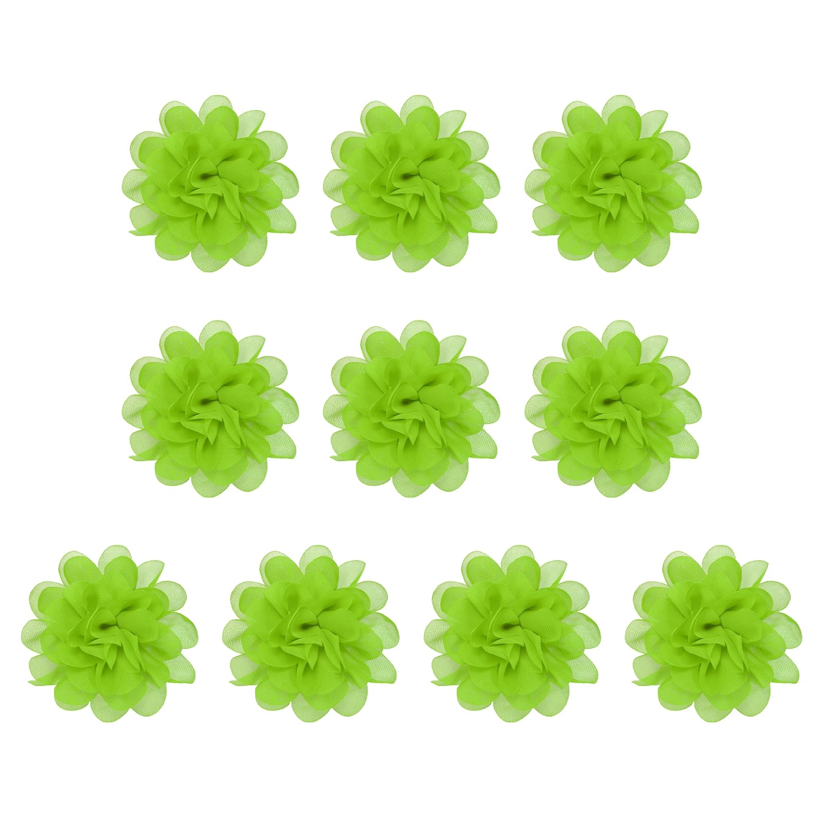 PATIKIL 3.9" Chiffon Flowers, 10 Pcs Mesh Fabric Flowers Sewing Fabric Appliques Headband Embellishments for DIY Craft Wedding Decor, Lime Green — image 1