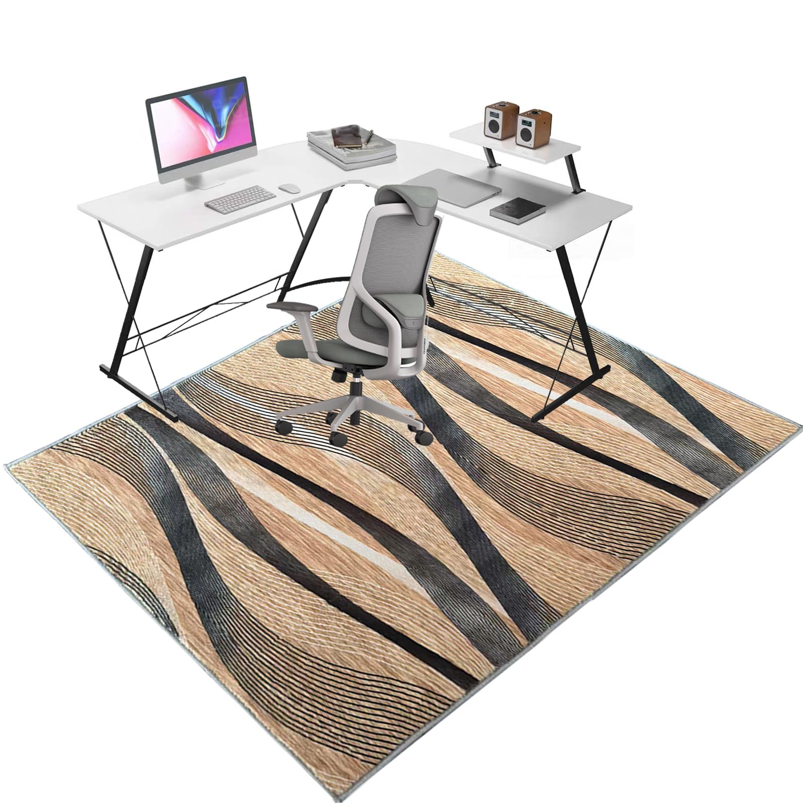 Office Chair Mat 180 x 230 cm, Floor Protector Rug for Gaming Rolling Chair, Carpet Protectors Non Slip, Computer Desk Floor Mats for Home Office Hardwood Floors Kitchen Living Room, Easy to Clean