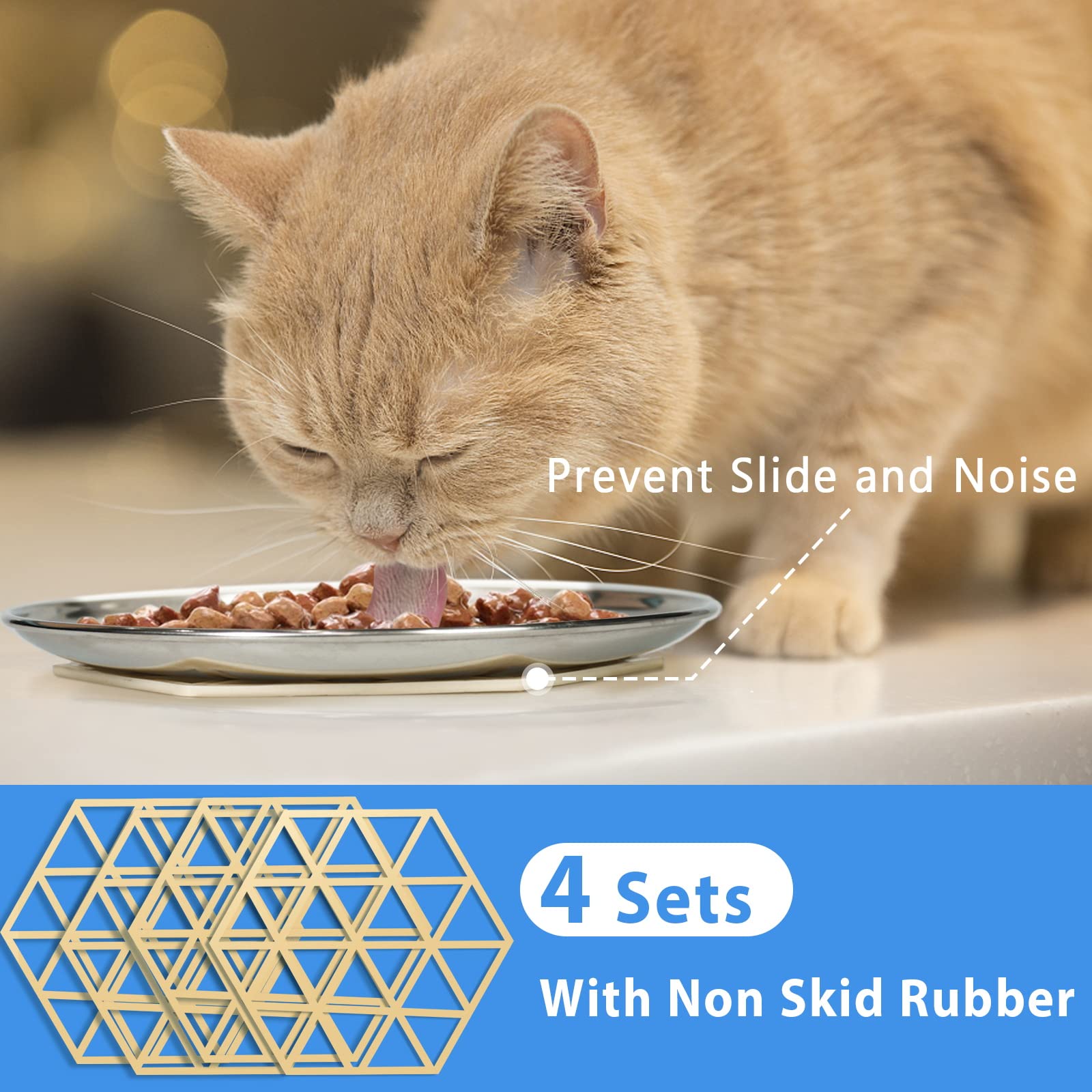 Elevated Stainless Steel ,Whisker Friendly Shallow Cat Dishes For