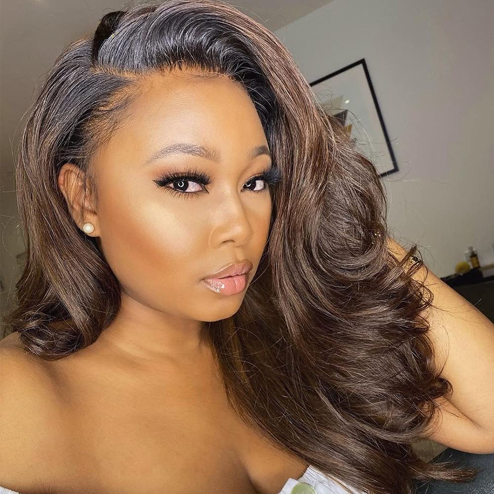 Amazon.com : Body Wave Lace Front Human Hair Wig Loose Wavy  display picture 3