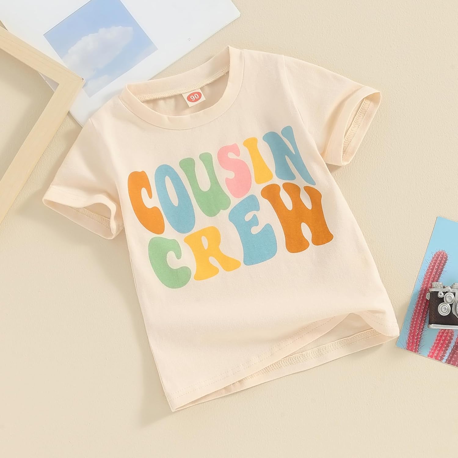 Sibling Matching Outfits for Kids Little Girl Boy Short Sleeve Cousin Crew Shirt Colorful Print Summer Clothes - Image 6